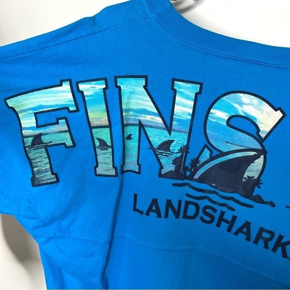 Landshark Fins Up Blue Long Sleeve Graphic Shark fin Spirit Jersey Size Large - Picture 12 of 16